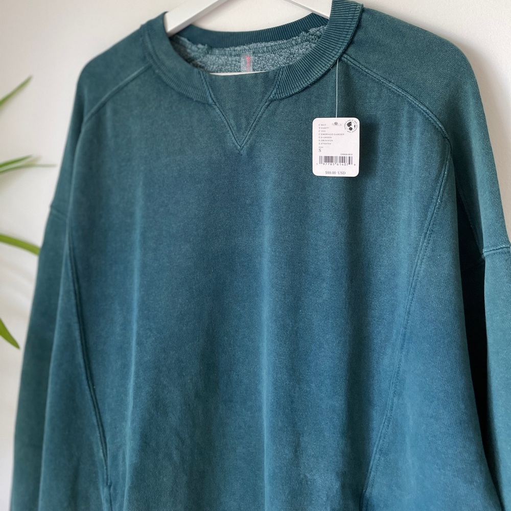Free People Teal Crew Neck Sweater